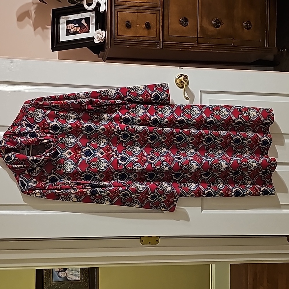 Dainty Jewells sweater dress, hot pink, blue, cream, cowl neck, xxl, EUC